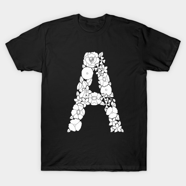 Floral Letter A T-Shirt by Litedawn